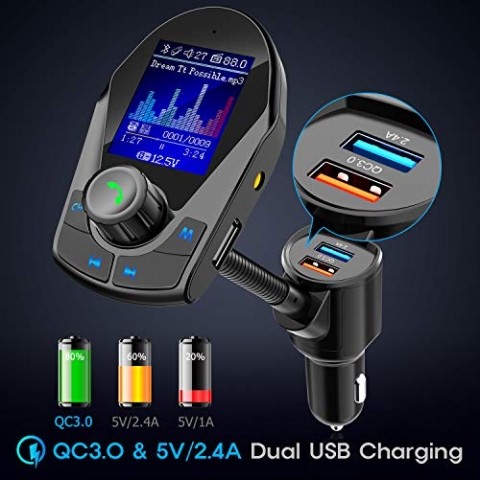 Nulaxy KM24 Bluetooth FM Transmitter Ses Adaptr