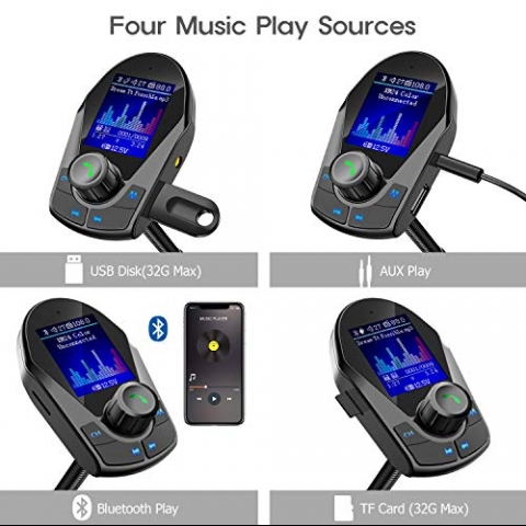 Nulaxy KM24 Bluetooth FM Transmitter Ses Adaptr