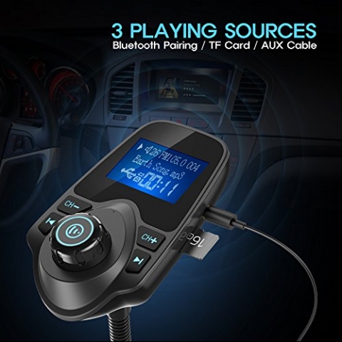 Nulaxy KM18 Bluetooth Araba i FM Transmitter Ses Adaptr