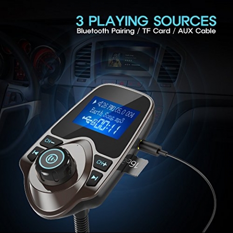 Nulaxy KM18 Bluetooth Araba i FM Transmitter Ses Adaptr