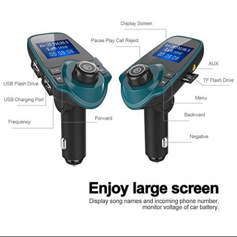 Nulaxy KM19 Bluetooth Araba FM Transmitter Ses Adapt�r� (Mavi)