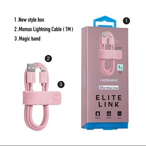 MOMAX Lightning Kablo (1M)-Pink
