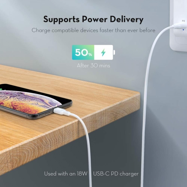 RAVPower Lightning to USB C Kablo (2M)-White