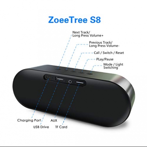 ZoeeTree S8 Wireless Bluetooth Hoparlr(Siyah)