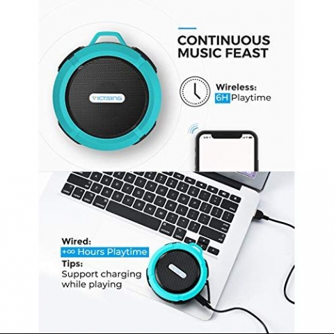 VicTsing SoundHot C6 Tanabilir Bluetooth Hoparlr (Mavi)