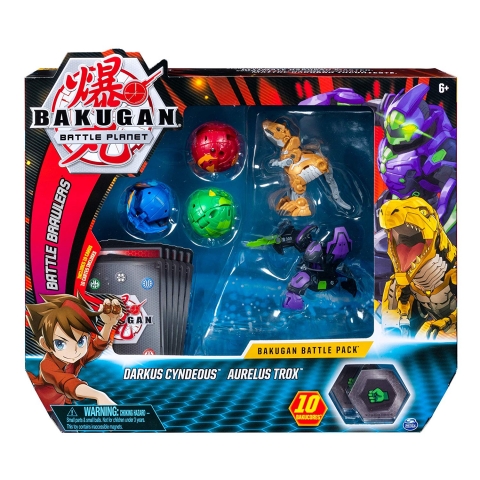 Bakugan Darkus Cyndeous & Aurelus Trox Action Figr