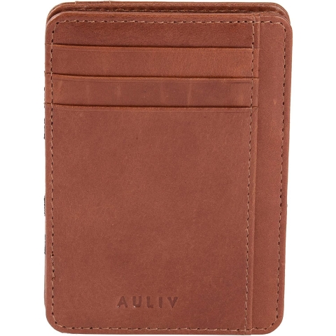 AULIV Deri RFID Engellemeli Kartl�k (Dark Tan)