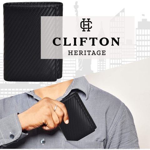 Clifton Heritage RFID Engellemeli nce Erkek Kartlk (Siyah)