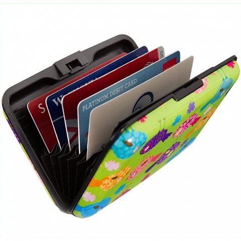 SHELL-D RFID Engellemeli Kartl�k (Ye�il Ku� Desenli)