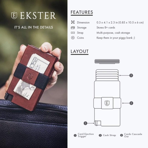 Ekster RFID Engellemeli nce Erkek Kartlk (Kahve)