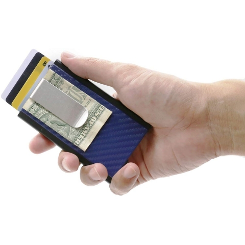 Mosiyeef RFID Engellemeli nce Erkek Kartlk (Siyah/Lacivert)