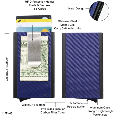 Mosiyeef RFID Engellemeli nce Erkek Kartlk (Siyah/Lacivert)