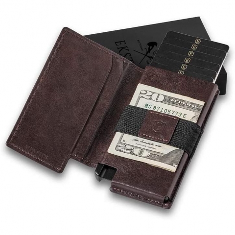 Ekster RFID Engellemeli �nce Erkek Kartl�k (Kahverengi)