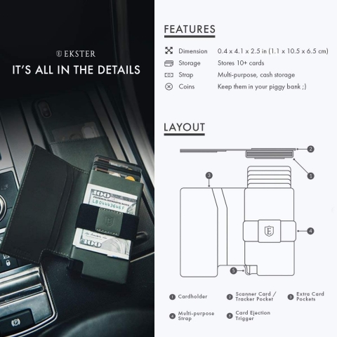 Ekster RFID Engellemeli �nce Erkek Kartl�k (Siyah)