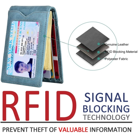 kinzd RFID Engellemeli Minimalist Erkek Czdan (Mavi)