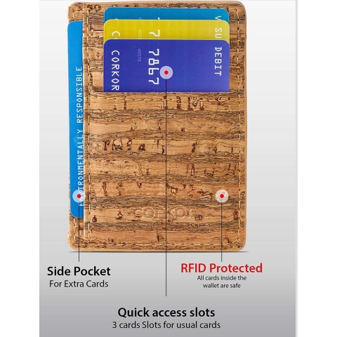 Corkor RFID Engellemeli �nce Erkek Kartl�k (A��k Kahve)