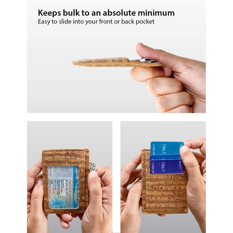 Corkor RFID Engellemeli �nce Erkek Kartl�k (A��k Kahve)