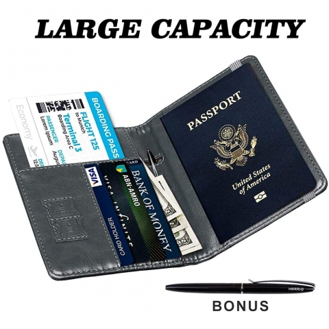 HERRIAT RFID Engellemeli Pasaport Czdan (Antrasit)