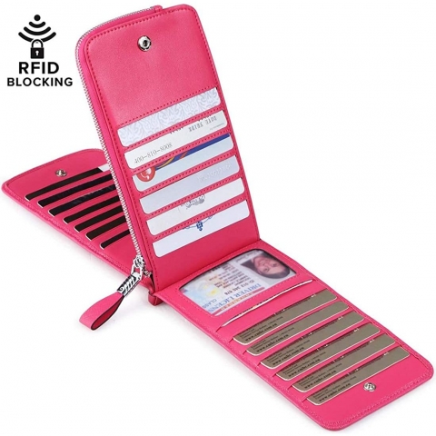 Huztencor RFID Engellemeli Deri Kadn Kartlk (Pembe)