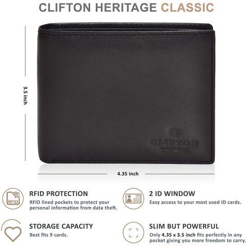 Clifton Heritage RFID Engellemeli nce Erkek Czdan (Koyu Kahve)