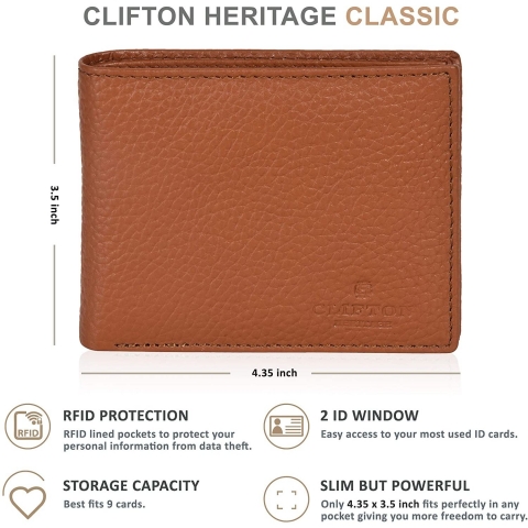 Clifton Heritage RFID Engellemeli nce Erkek Czdan (Taba)