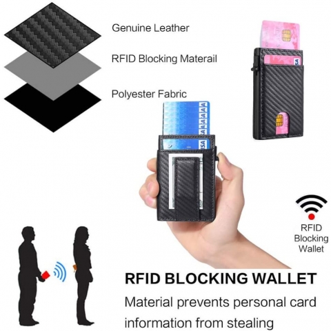 UpLook Siyah RFID Engellemeli Erkek Czdan