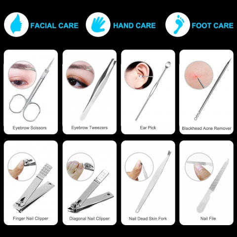 AULLUA 8 Par�a Manik�r Pedik�r Seti (Siyah)