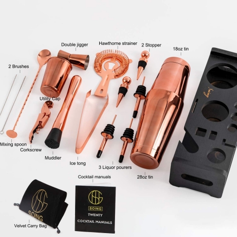 Soing Paslanmaz elik Shaker Set (24 Para)(Rose Gold)