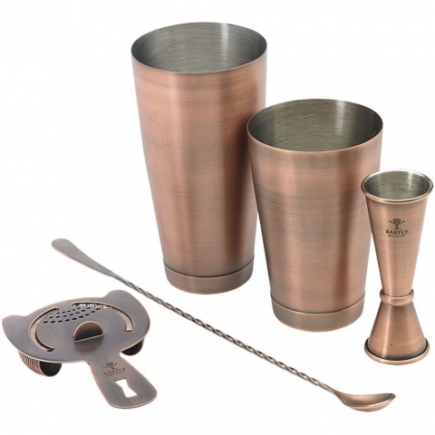 Barfly Paslanmaz elik Kokteyl Shaker Set (Cooper)