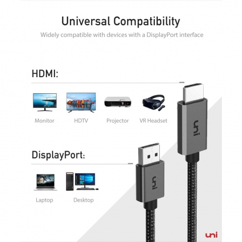 uni DisplayPort to HDMI Kablo (2M)