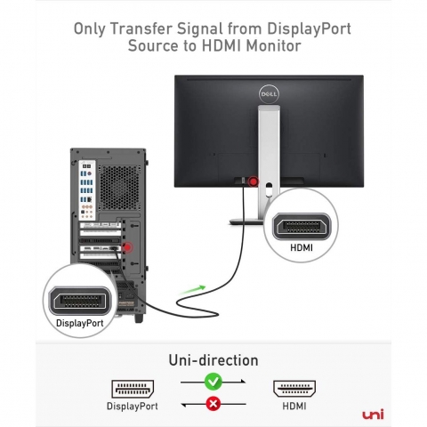 uni DisplayPort to HDMI Kablo (3M)