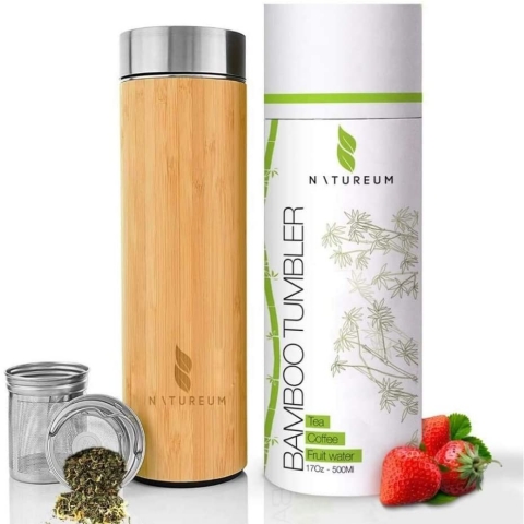 NATUREUM 500 ml. Paslanmaz elik Termos (Bambu)
