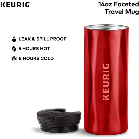 Keurig 420 ml. Paslanmaz elik Termos (Krmz)