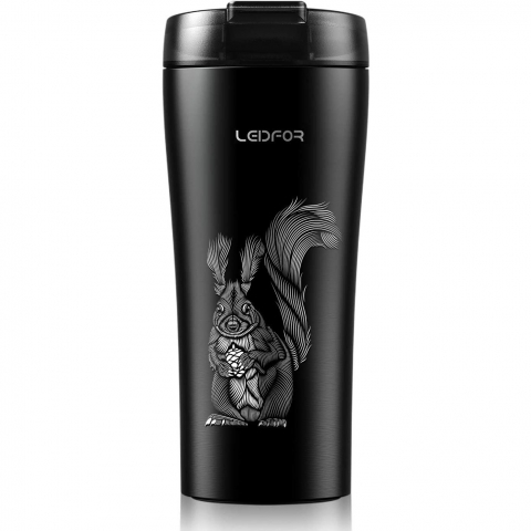 LEIDFOR Paslanmaz �elik Termos (Siyah Squirrel)(480ml)