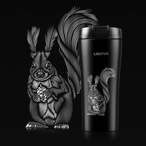 LEIDFOR Paslanmaz �elik Termos (Siyah Squirrel)(480ml)