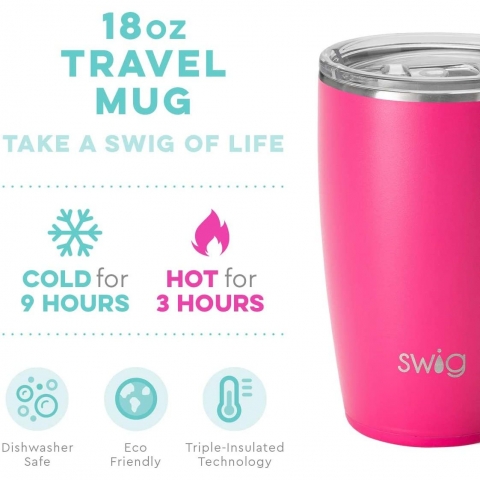 Swig Life Paslanmaz elik Seyahat Kupas(530ml)(Pembe)