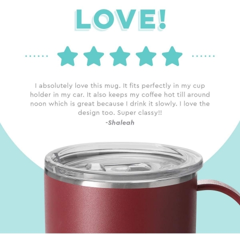 Swig Life Paslanmaz elik Seyahat Kupas(530ml)(Bordo)