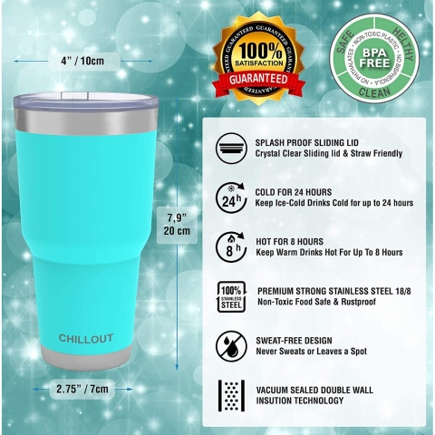 CHILLOUT LIFE 880ml Paslanmaz elik Termos (Teal)