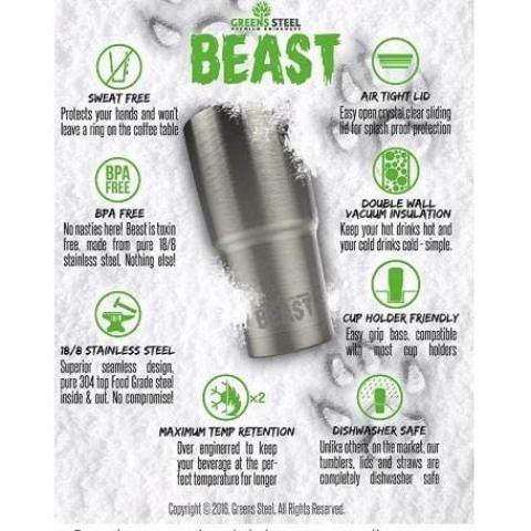 BEAST Paslanmaz elik Termos (Mavi)(880ml)