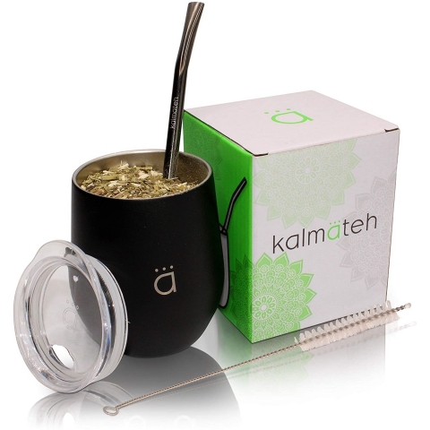 Kalmateh Yerba Mate Paslanmaz elik Termos (230ml)(Siyah)