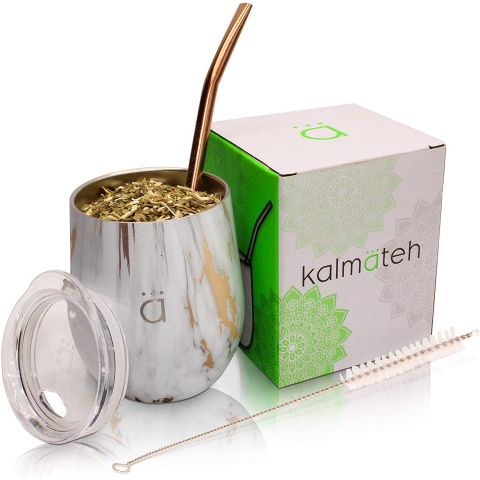 Kalmateh Yerba Mate Paslanmaz elik Termos (230ml)(Marble)