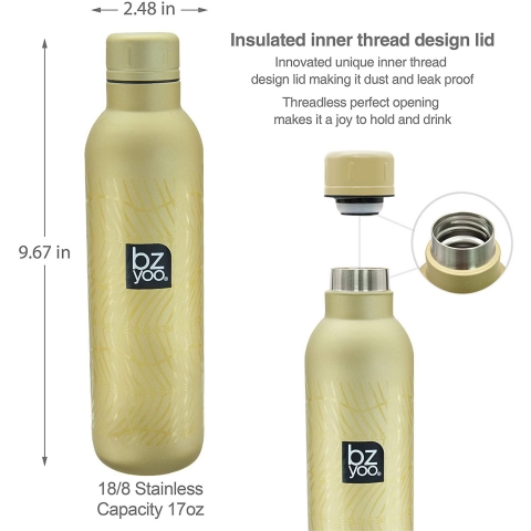 bzyoo H2GO Yaltml Paslanmaz elik Termos(Gold)(500ml)