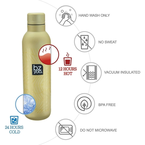 bzyoo H2GO Yaltml Paslanmaz elik Termos(Gold)(500ml)