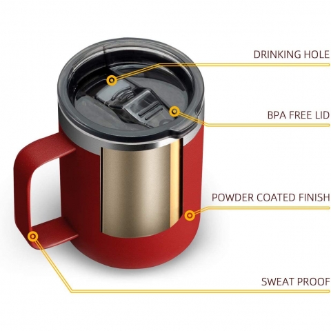 ALOUFEA Paslanmaz �elik Termos Kupa (2Adet)(K�rm�z�)(340ml)