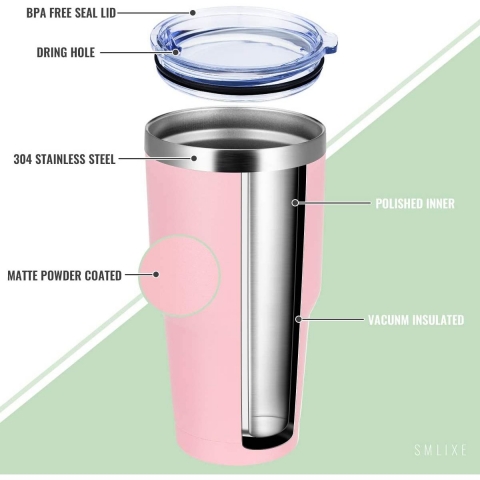 SMLIXE Paslanmaz elik Termos(8 Adet)(880ml)(Pembe)