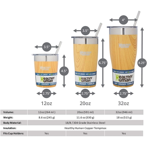 Healthy Human Yaltml Paslanmaz elik Termos (Oak)(940ml)