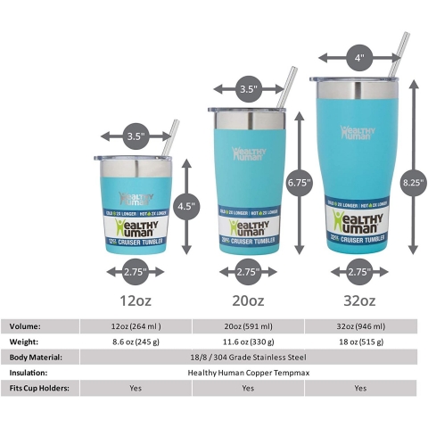 Healthy Human Yaltml Paslanmaz elik Termos (Glacier)(940ml)