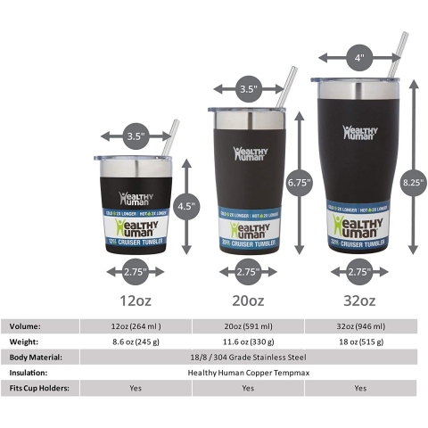 Healthy Human Yaltml Paslanmaz elik Termos (Siyah)(940ml)