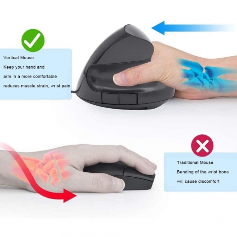 ANMAIKER USB Vertical Ergonomik Mouse (Siyah)