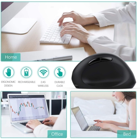 Jelly Comb Bluetooth Vertical Ergonomik Mouse (Siyah)